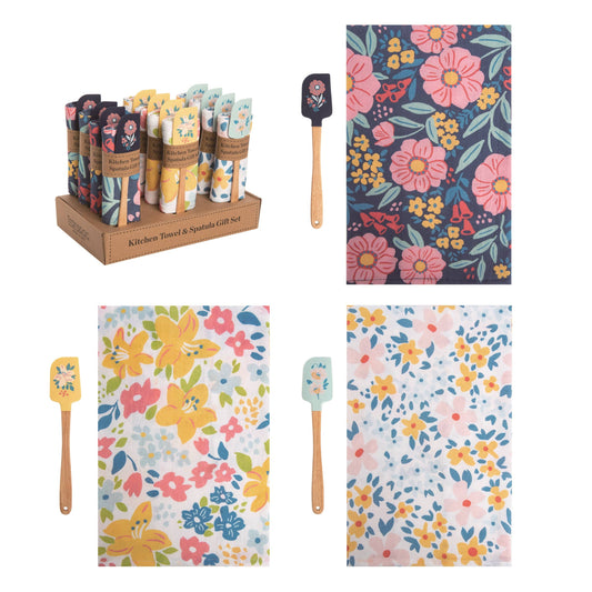 Floral Spatula and Towel Set