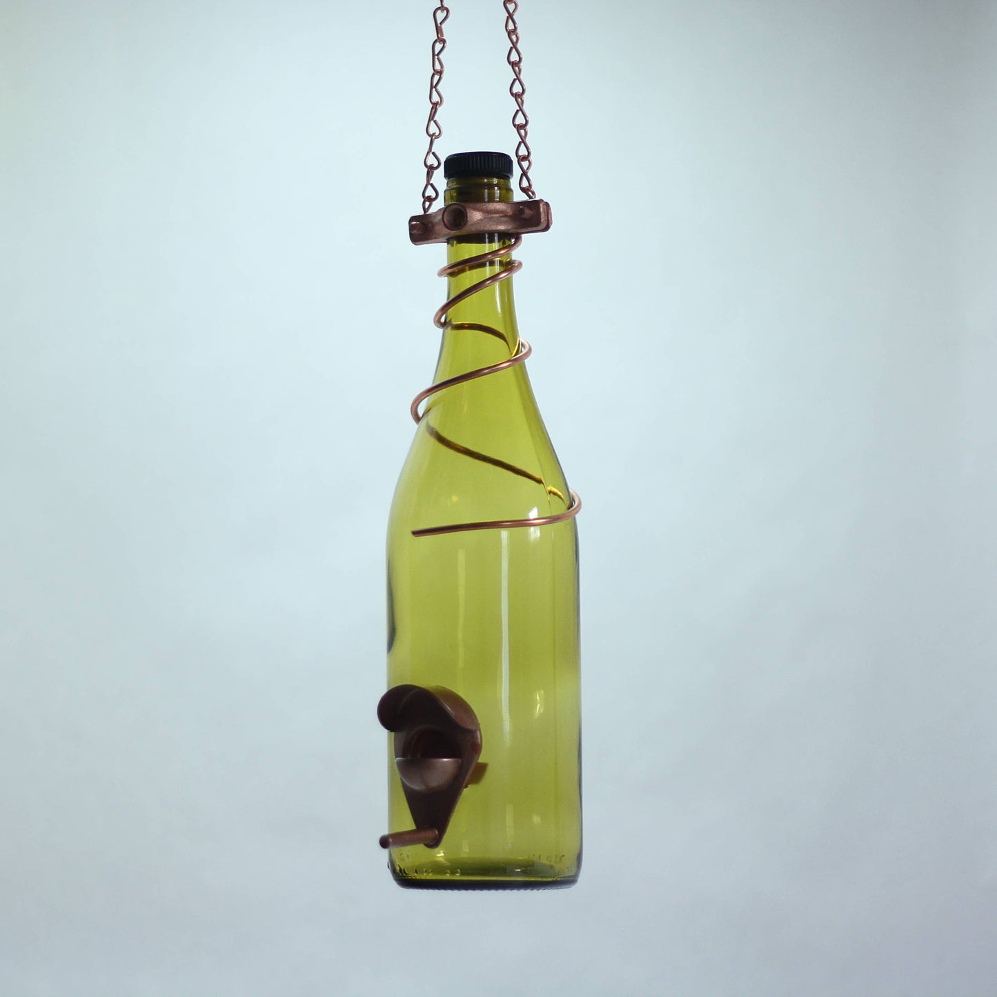 Glass Wine Bottle Bird Feeder