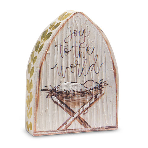 Joy to the World Manger Wood Block