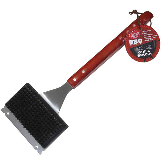 Heavy Duty Extra Wide Grill Brush, Wood Handle