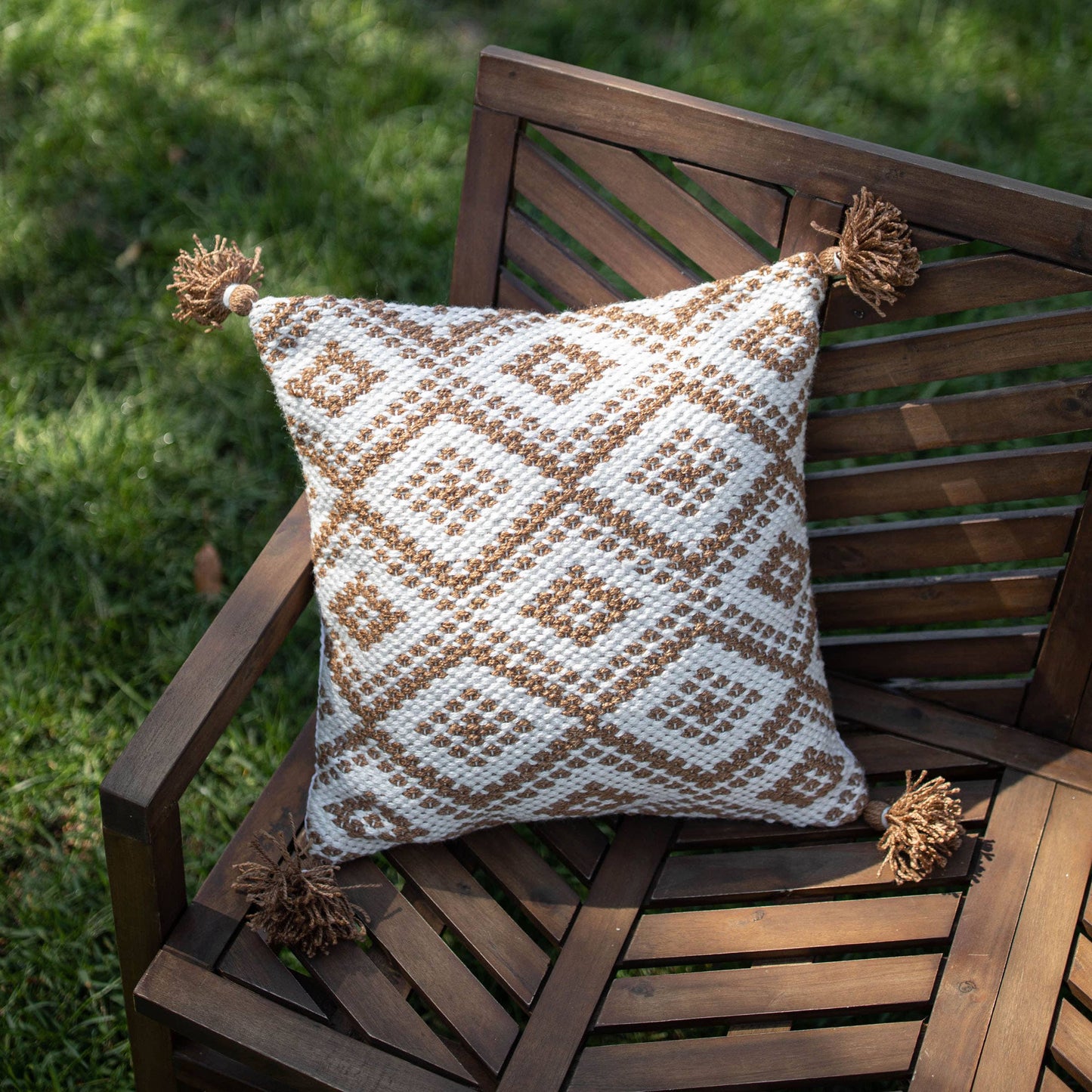 Rook 18x18 Brown Geo Outdoor / Indoor Filled Pillow