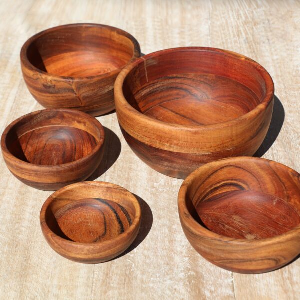 Set of 5 Wood Serving Bowls