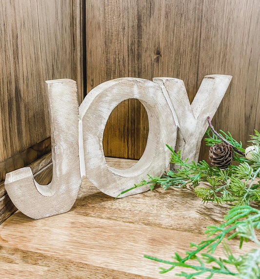 Whitewashed Joy Sign 9.5x3in