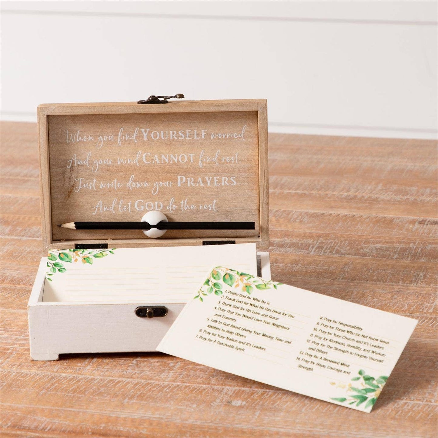 Wooden Prayer Box And Cards