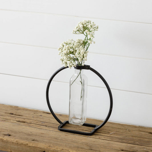 Stem Vase With Metal Stand