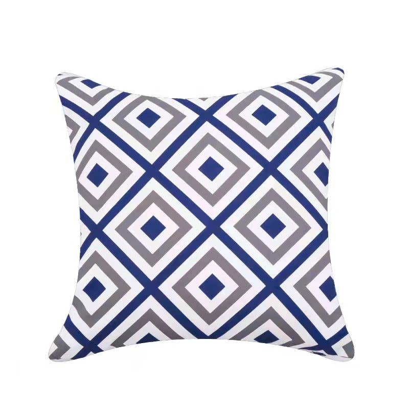 18" x 18" Water Resistant Navy/Gray Geometric Pattern Outdoor Pillow