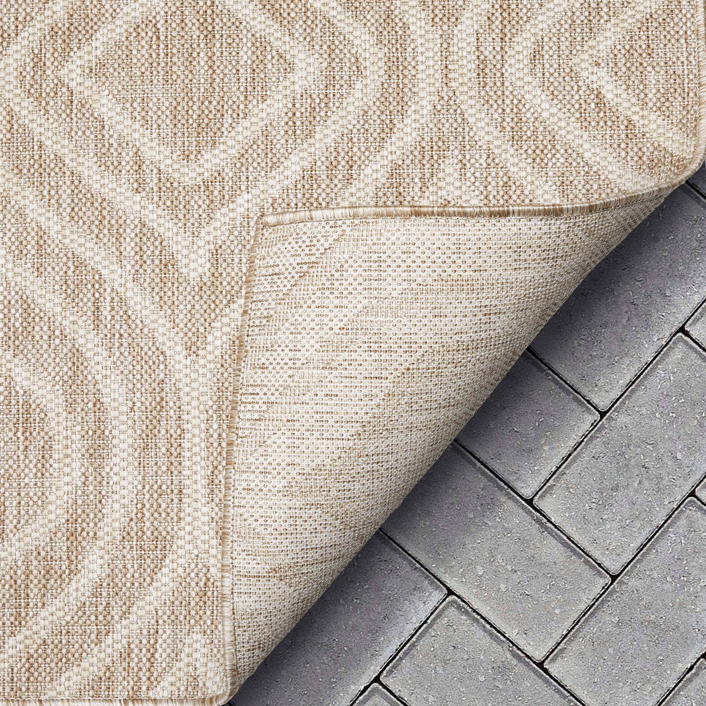 Ludo Lattice Trellis Indoor/Outdoor Beige Textured Rug