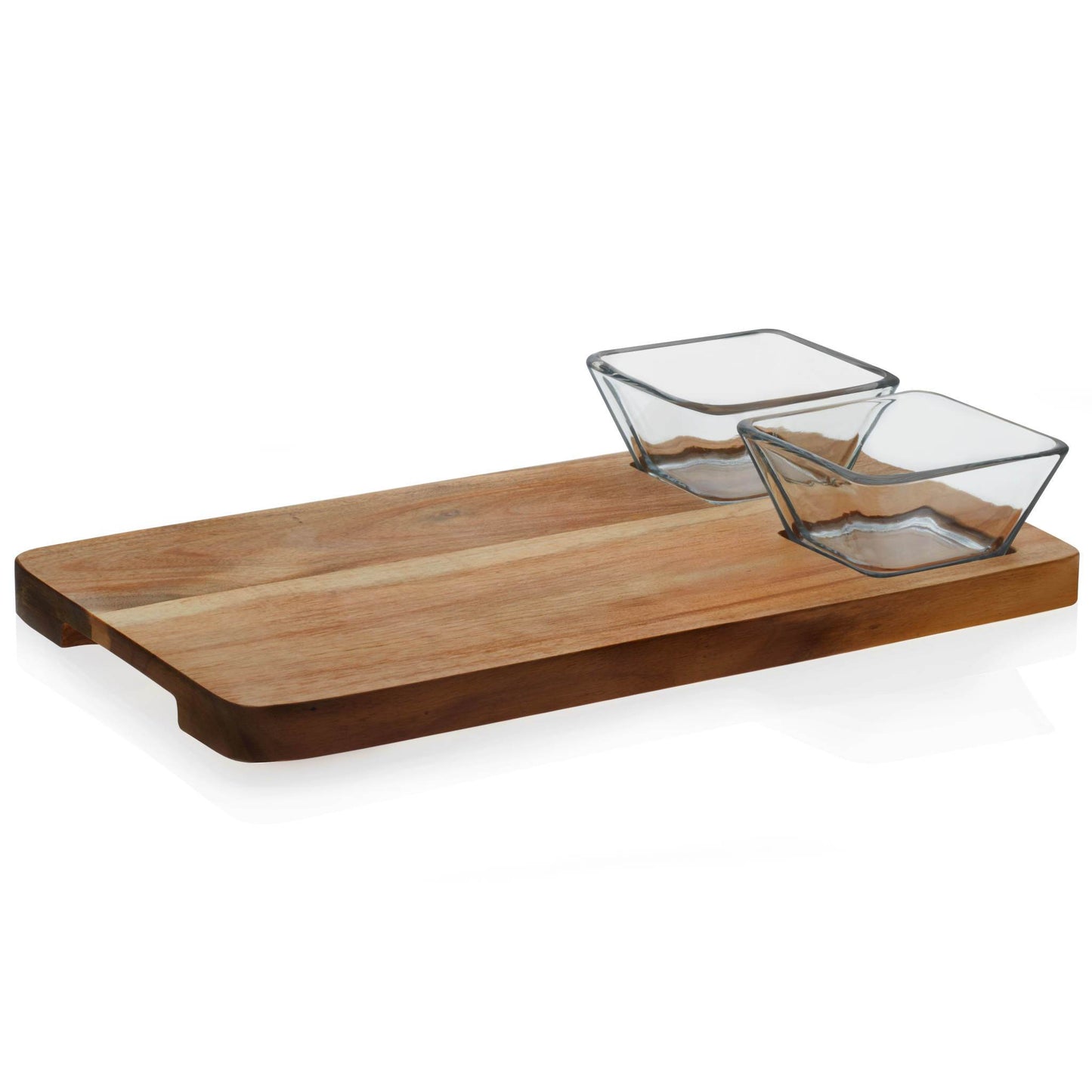 Acaciawood Glass Dipping Bowl Set with Wood Board