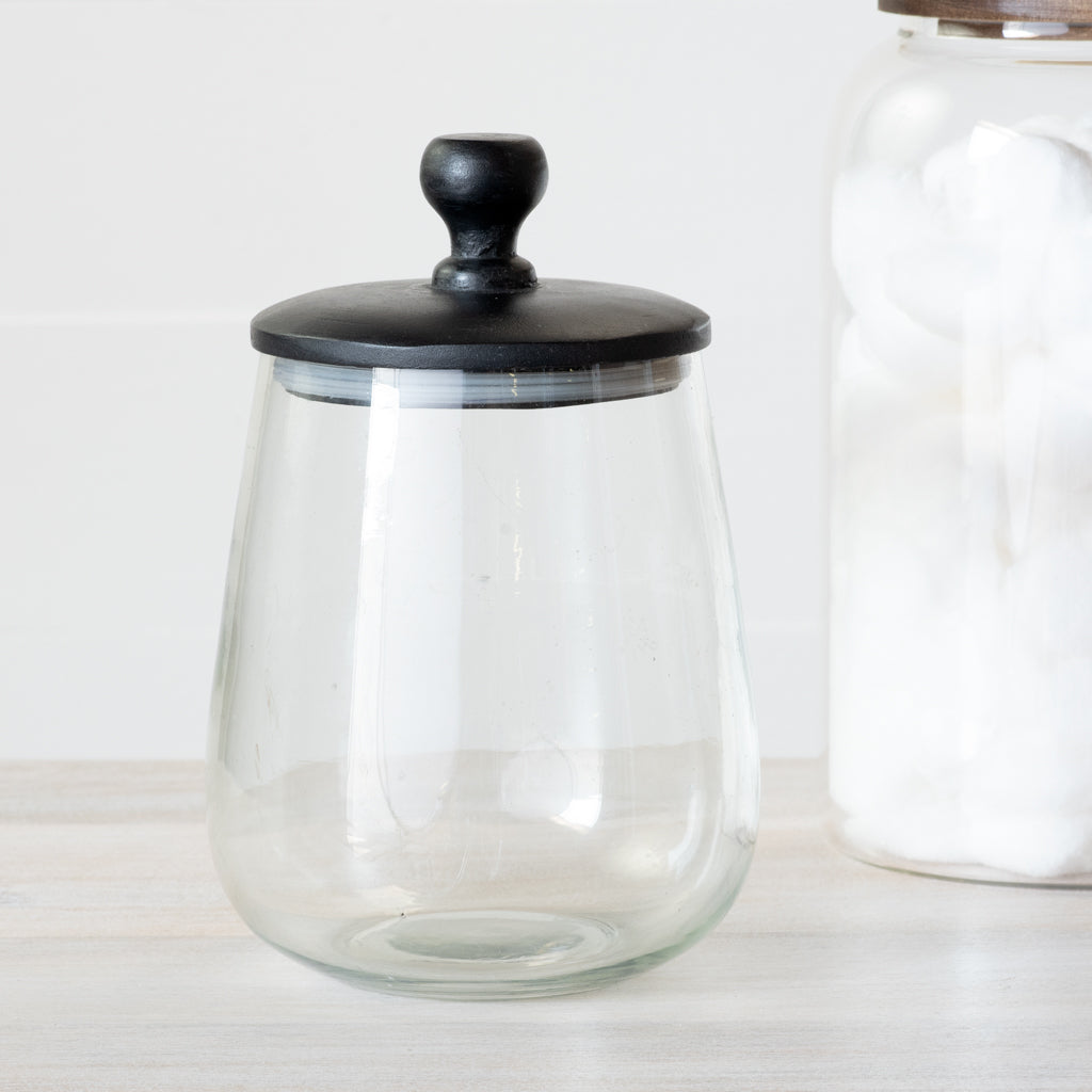 7.9″ Glass Canister w/ Wood Lid