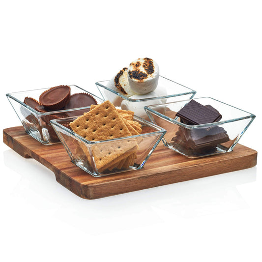 Acaiawood 4-Piece Wooden Cheese Board Serving Set