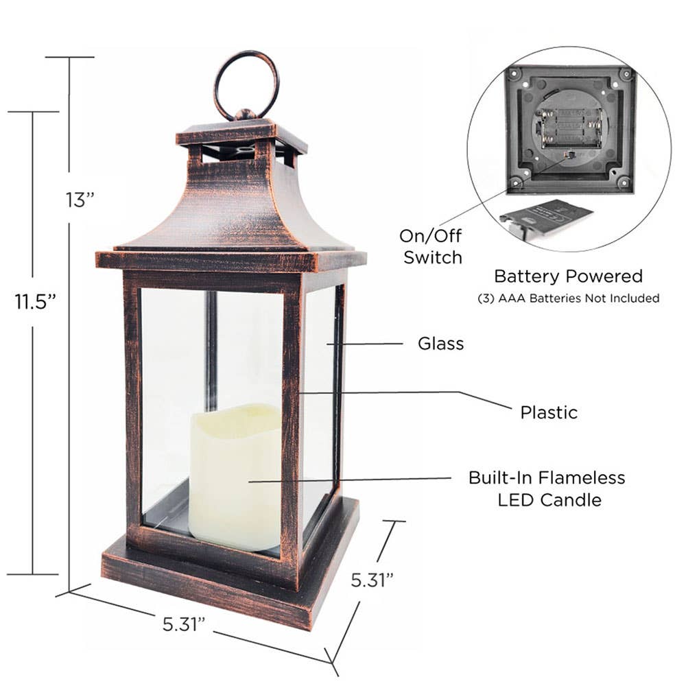 LED Vintage Decorative Copper Lantern