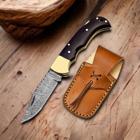 6.5" Handmade damascus folding knife, Pocket Knife