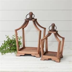 Natural Wood Arched Lanterns