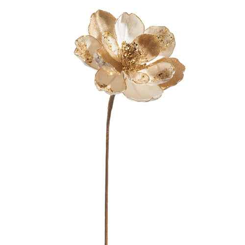 Glittered Cream Magnolia Pick