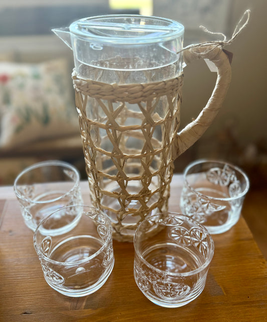 Woven Acrylic Pitcher & Glass Set