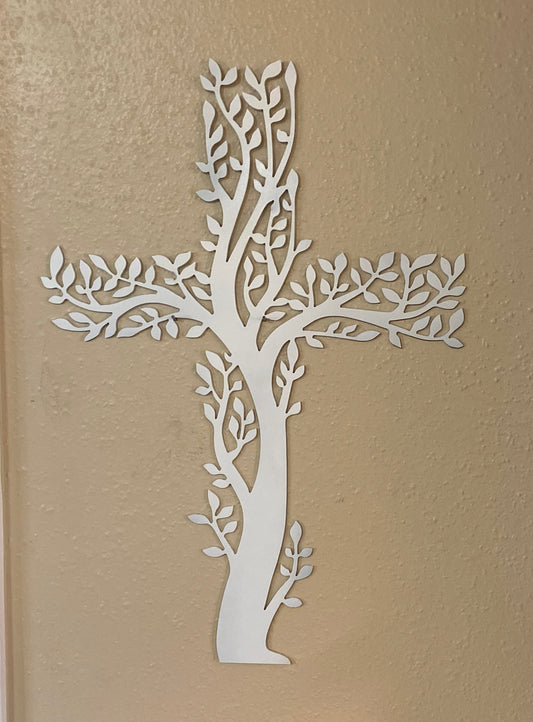 Cross Olive Branch Metal Art