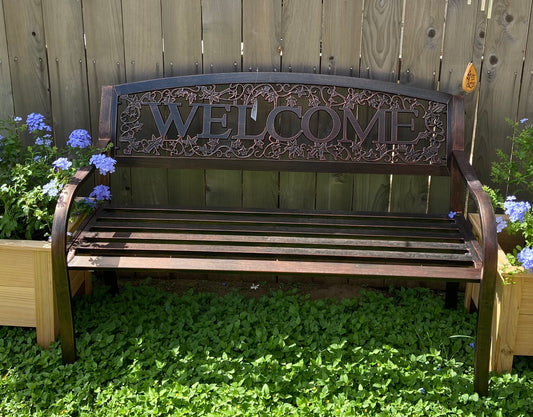 Metal "Welcome" Bench