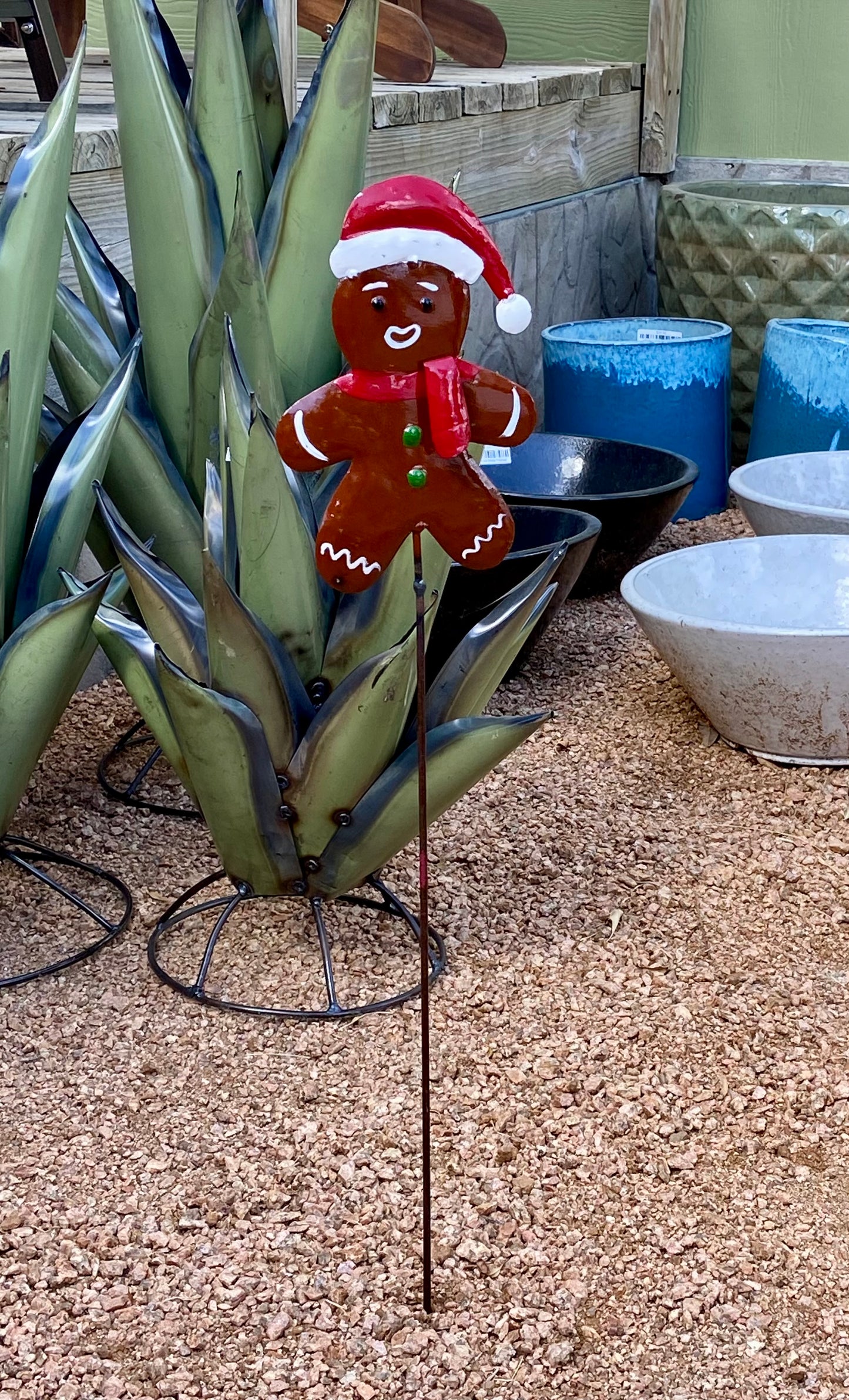 Metal Gingerbread Man on Stake