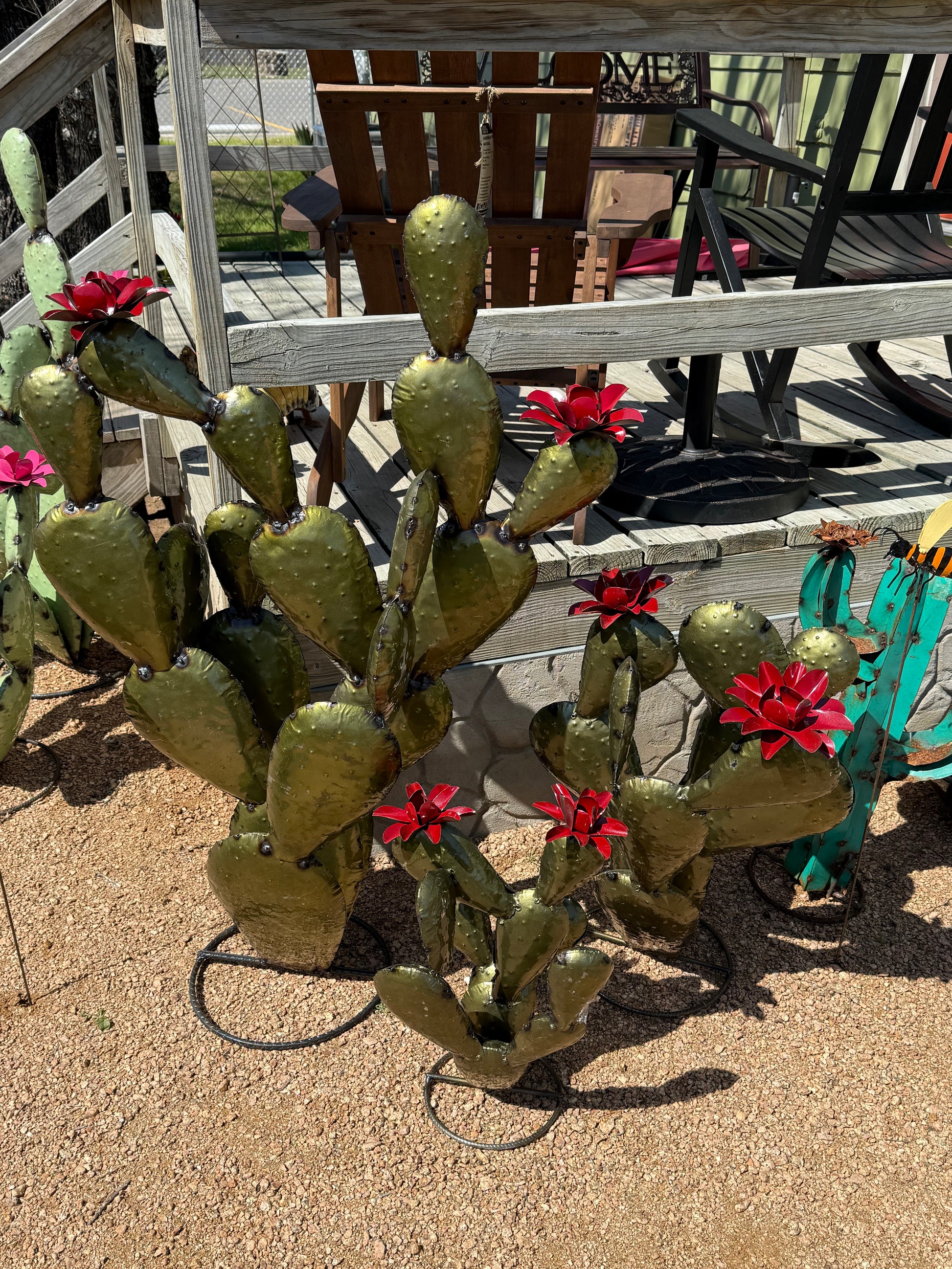 prickly pear metal cactus Prickly Pear Cactus w/ Flowers – LV Home and Outdoor