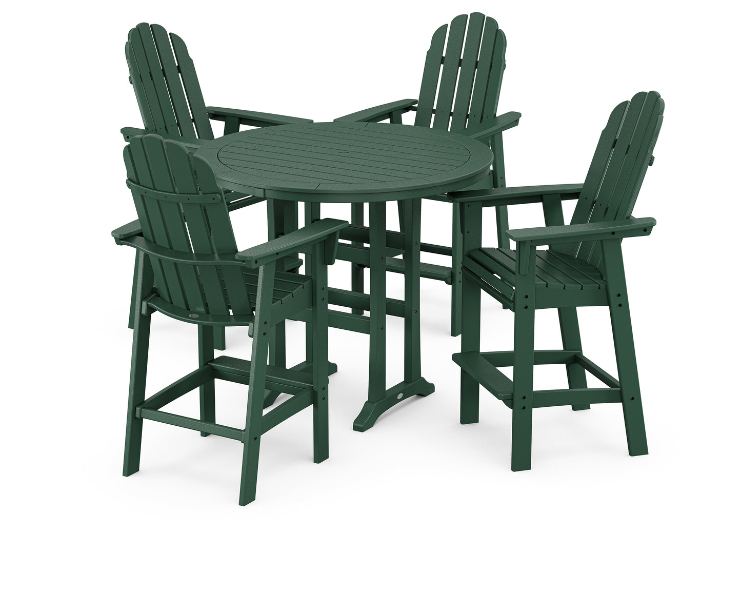 POLYWOOD® Vineyard Curveback Adirondack 5-Piece Nautical Trestle Bar Set