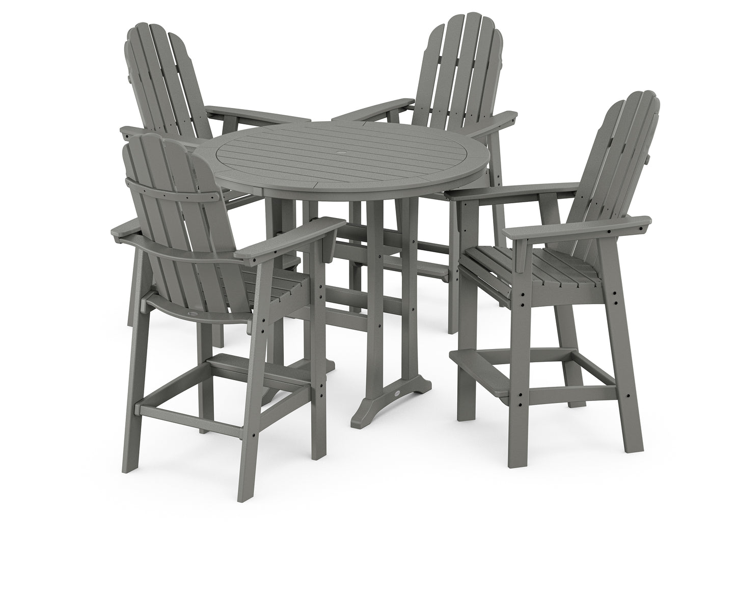 POLYWOOD® Vineyard Curveback Adirondack 5-Piece Nautical Trestle Bar Set
