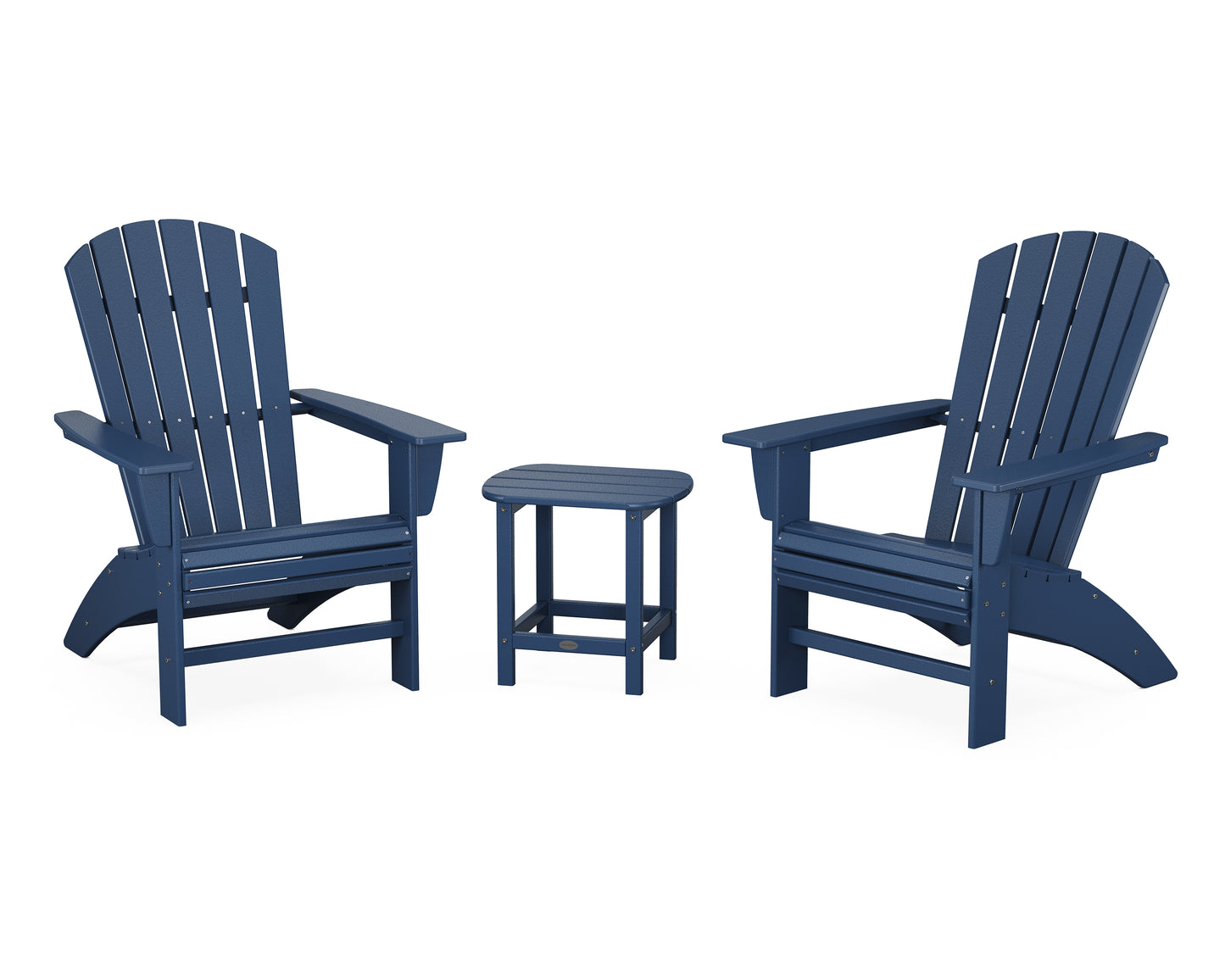 POLYWOOD® Nautical 3-Piece Curveback Adirondack Set