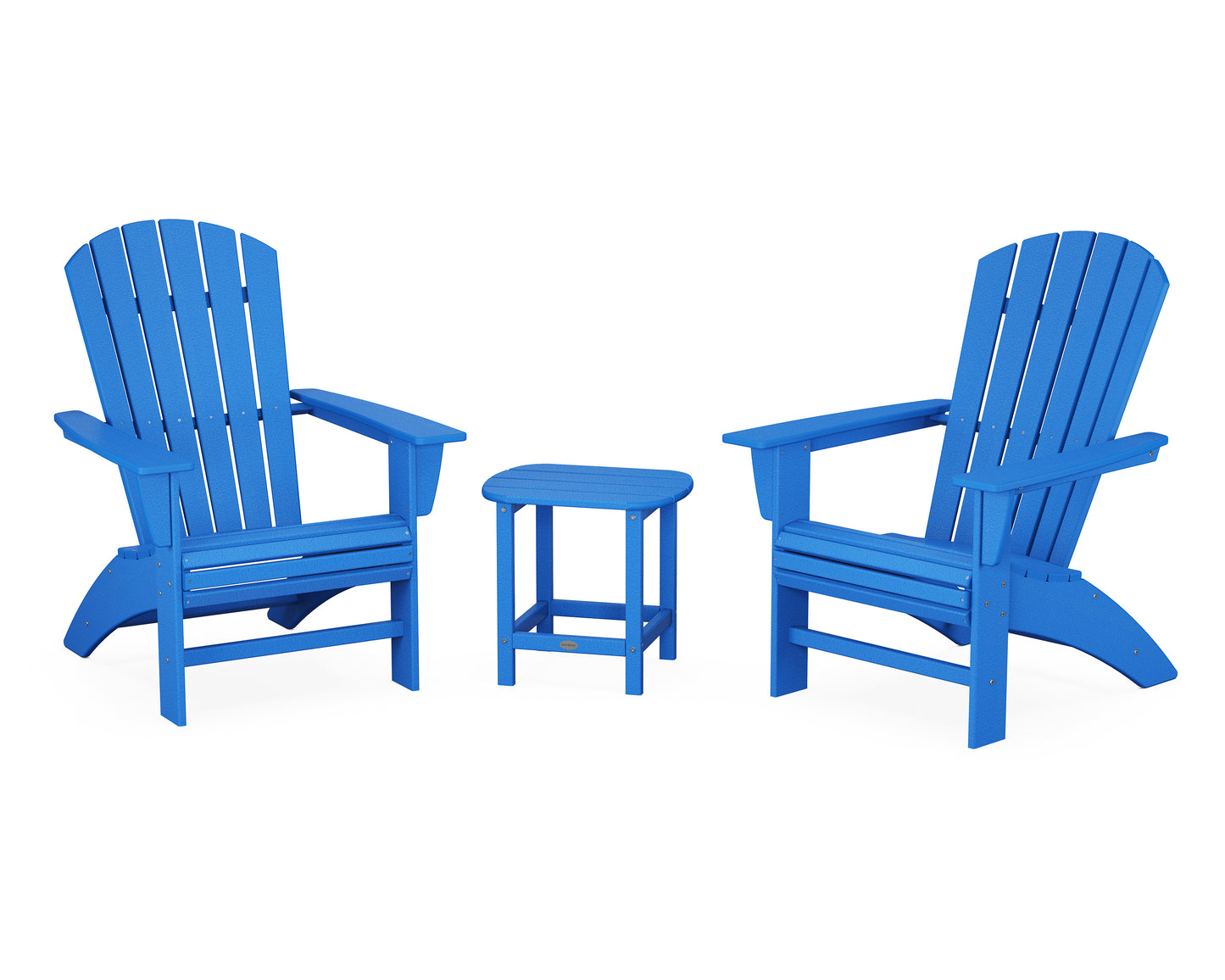POLYWOOD® Nautical 3-Piece Curveback Adirondack Set
