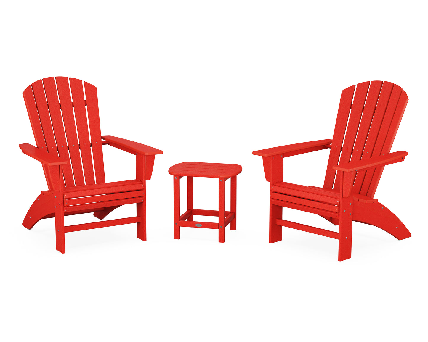 POLYWOOD® Nautical 3-Piece Curveback Adirondack Set