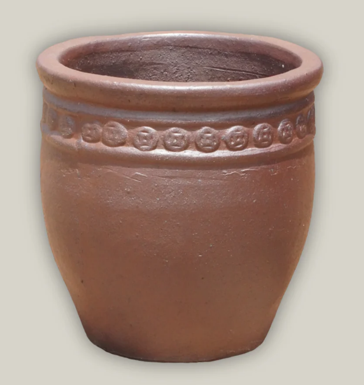 12" Textured Unglazed Coin Pot - Lion