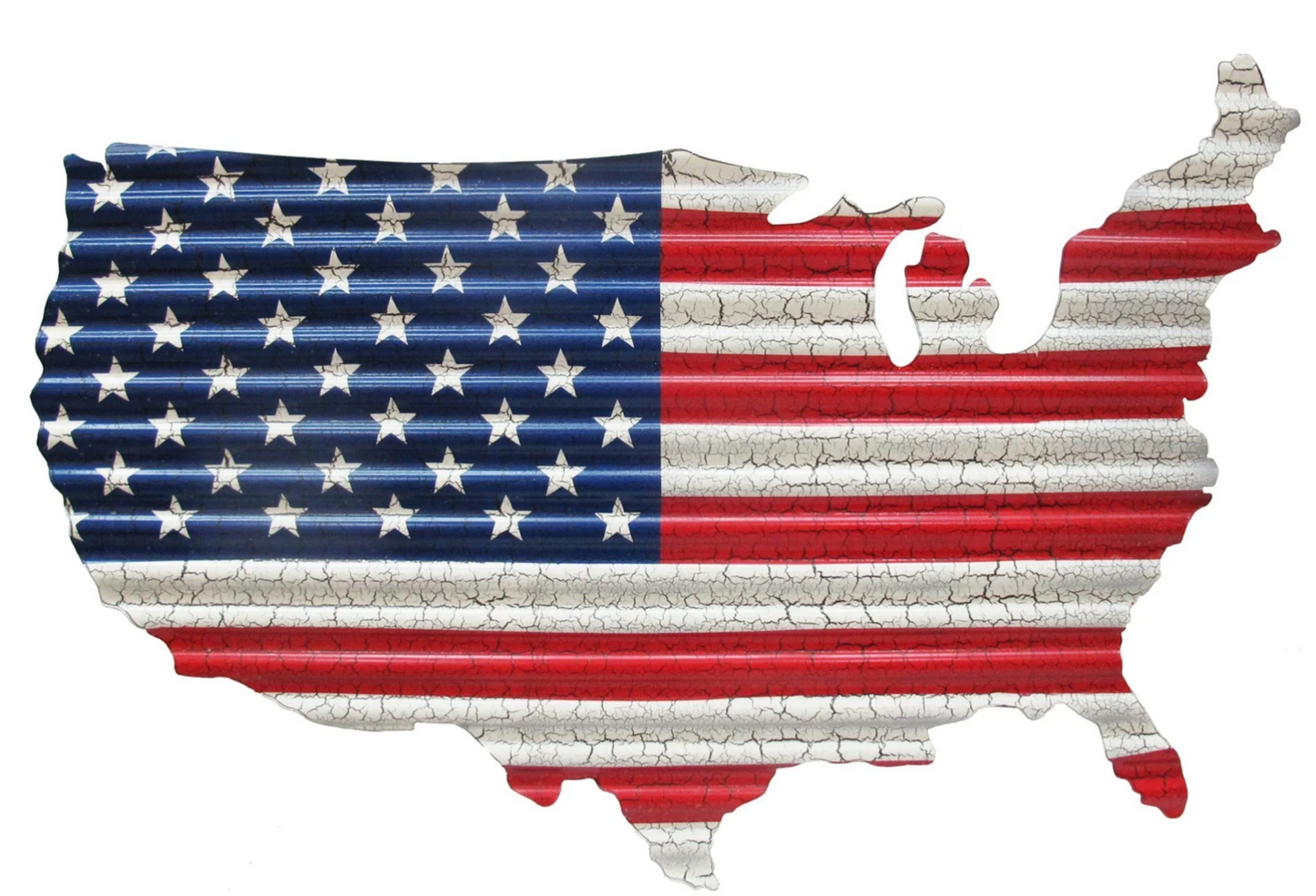 Corrugated Metal USA Flag Map