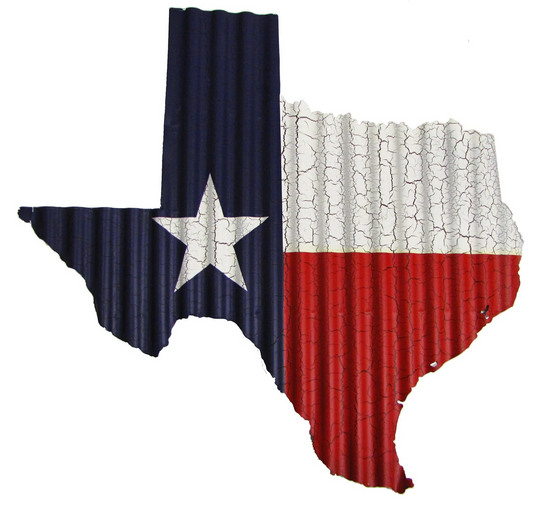 Corrugated Metal TX Flag Map - Large