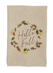 Hello Fall French Knot Towel