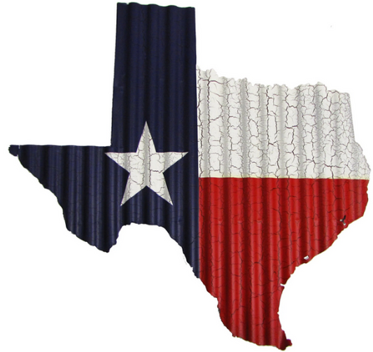 Corrugated Metal TX Flag Map - Small