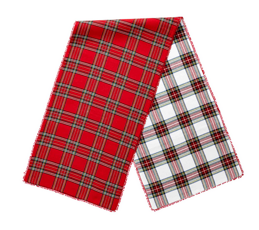 Tartan Pom Table Runner