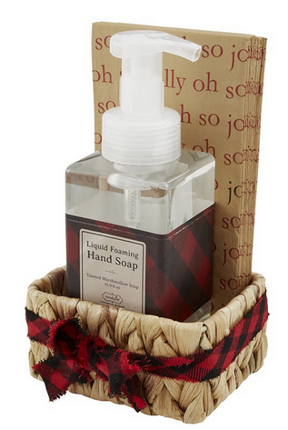 Red Check Soap & Guest Towel Basket Set