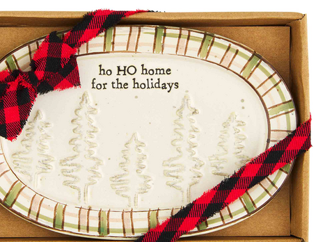 Green Plaid Sentiment Plate