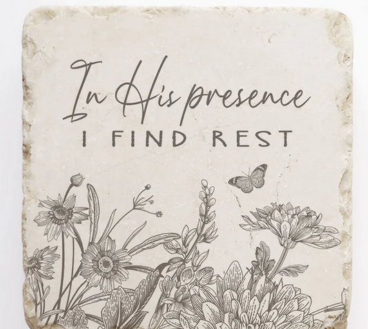 In His Presence Matthew 11:28 Scripture Stone