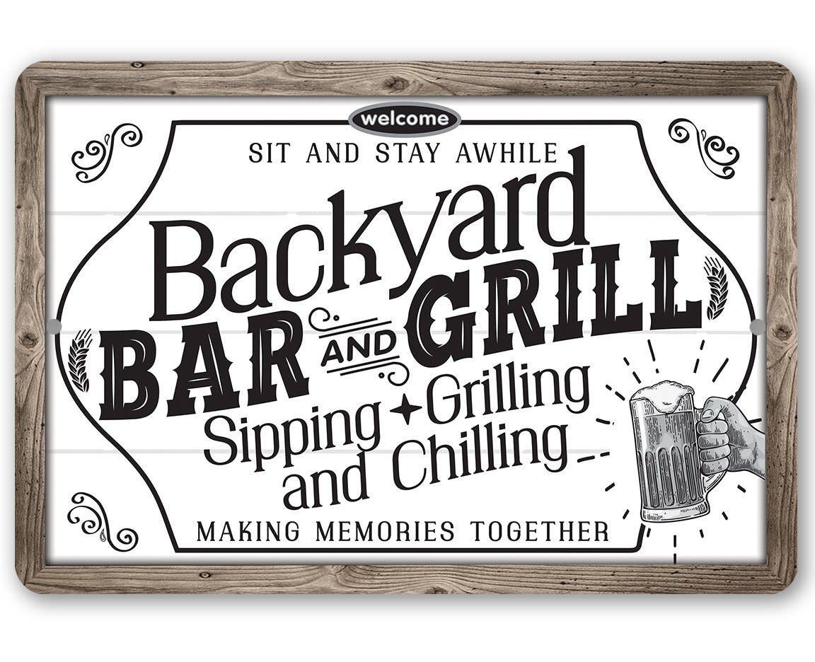 Backyard Bar & Grill - Metal Sign