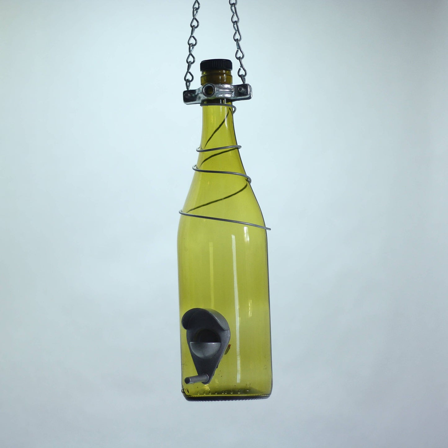 Glass Wine Bottle Bird Feeder