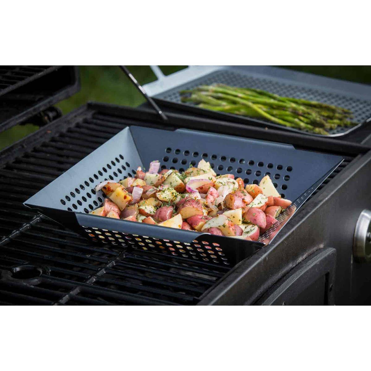 Square Grilling Basket with Handles, Non-Stick