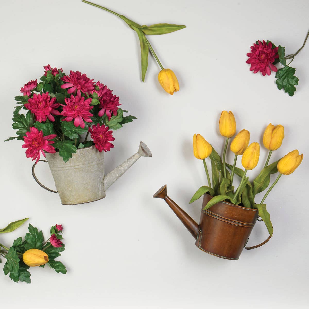 Round Metal Watering Can Planter