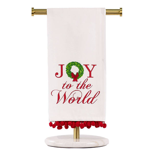 Joy Wreath Pom Pom Hand Towel