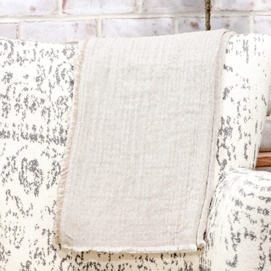 50" x 60 Beige Cotton Throw