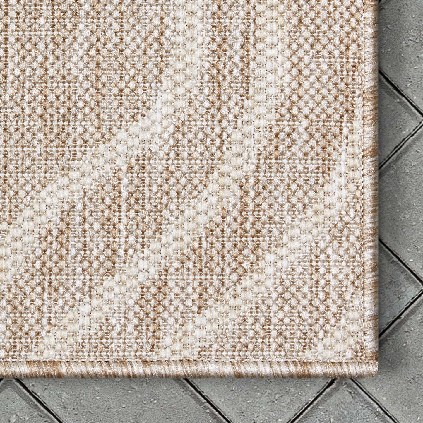 Ludo Lattice Trellis Indoor/Outdoor Beige Textured Rug