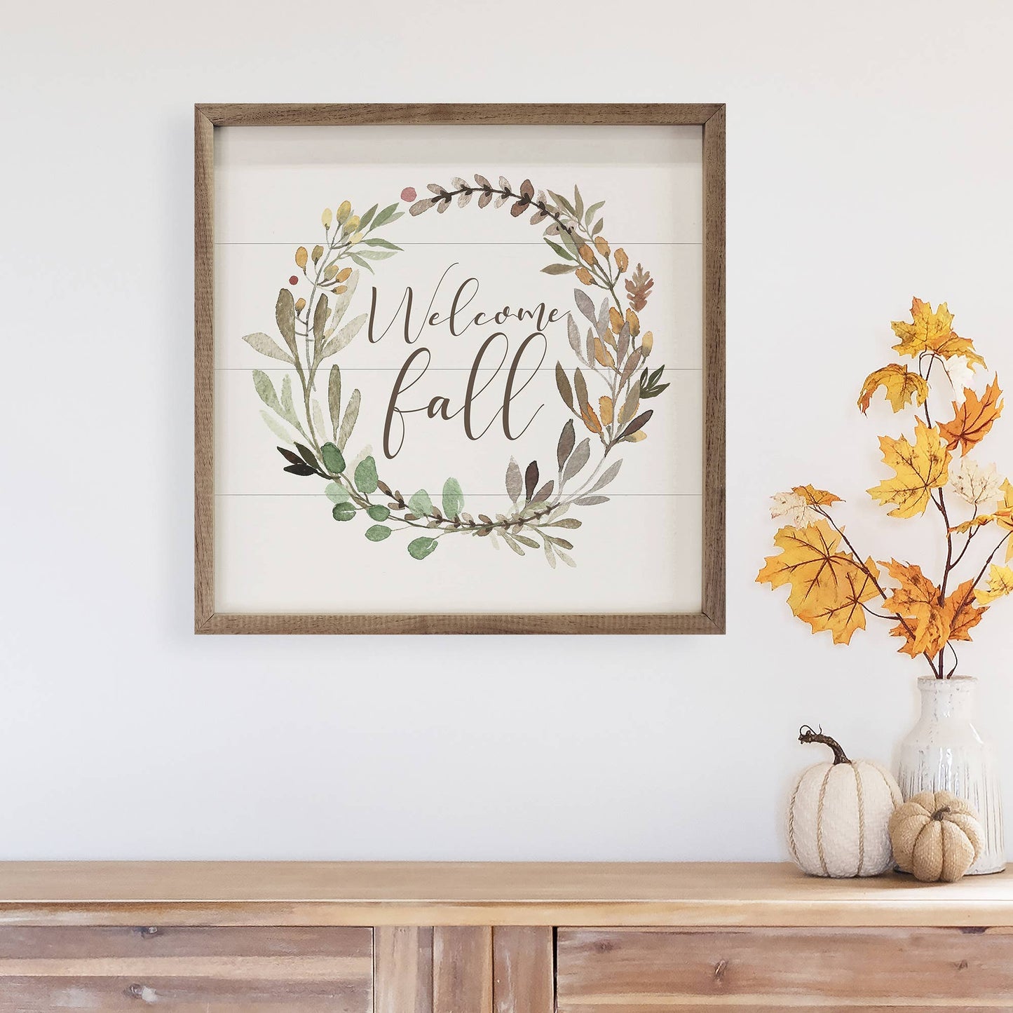 Welcome Fall Wreath White