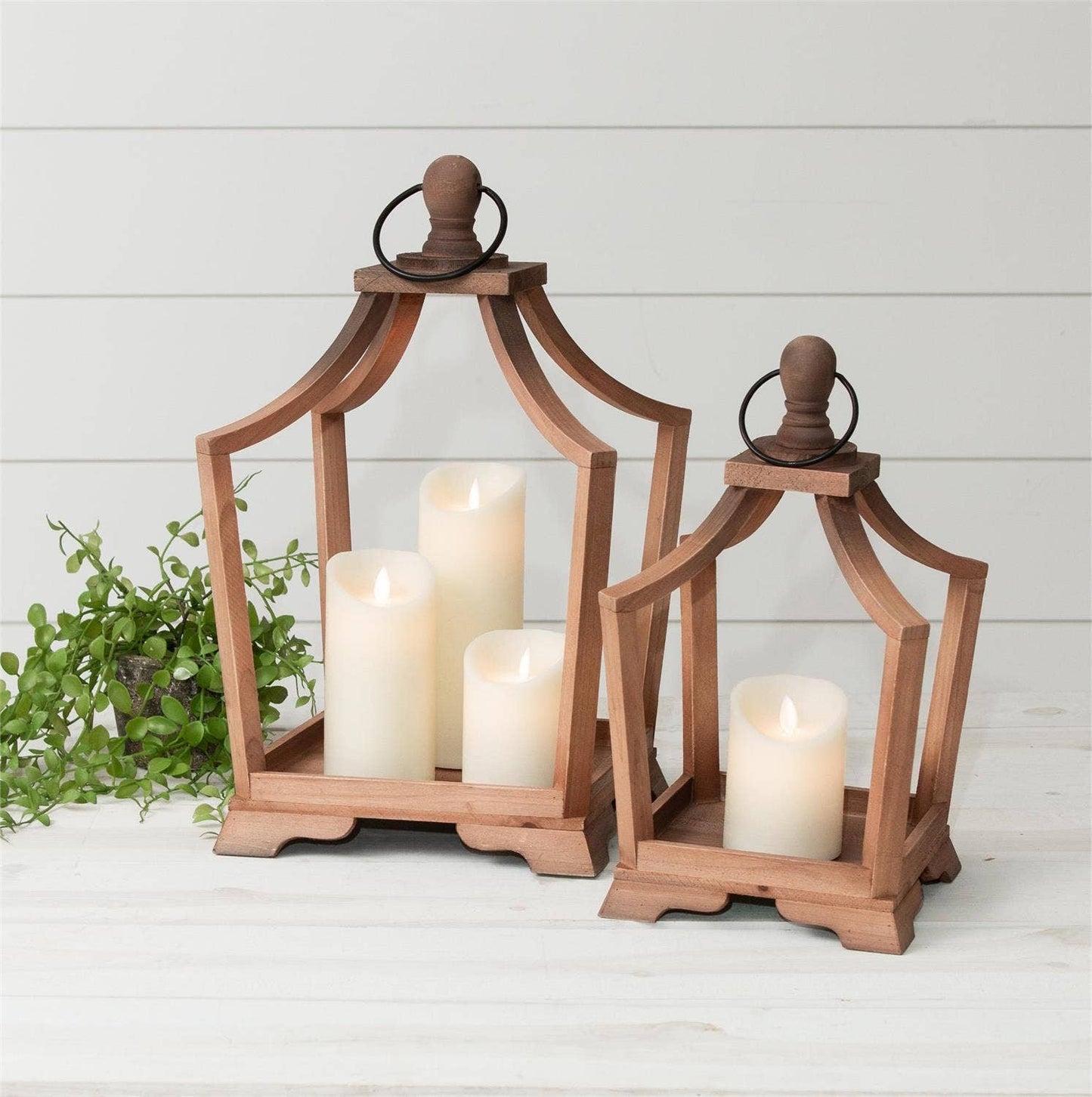 Natural Wood Arched Lanterns