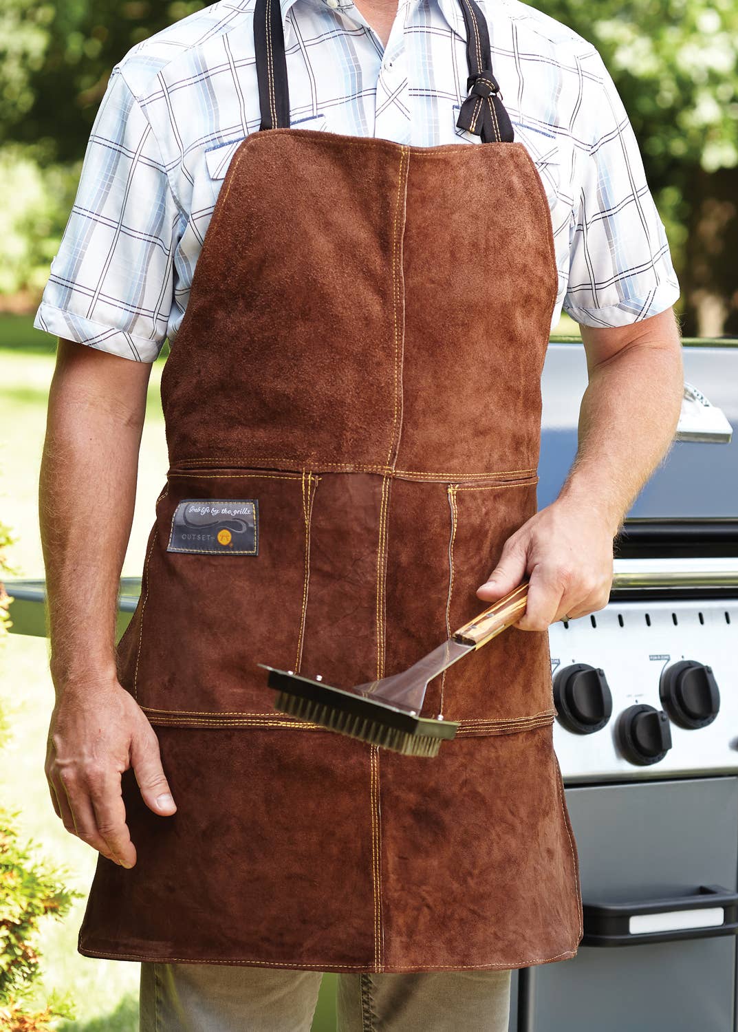 Leather Grill Apron, One Size