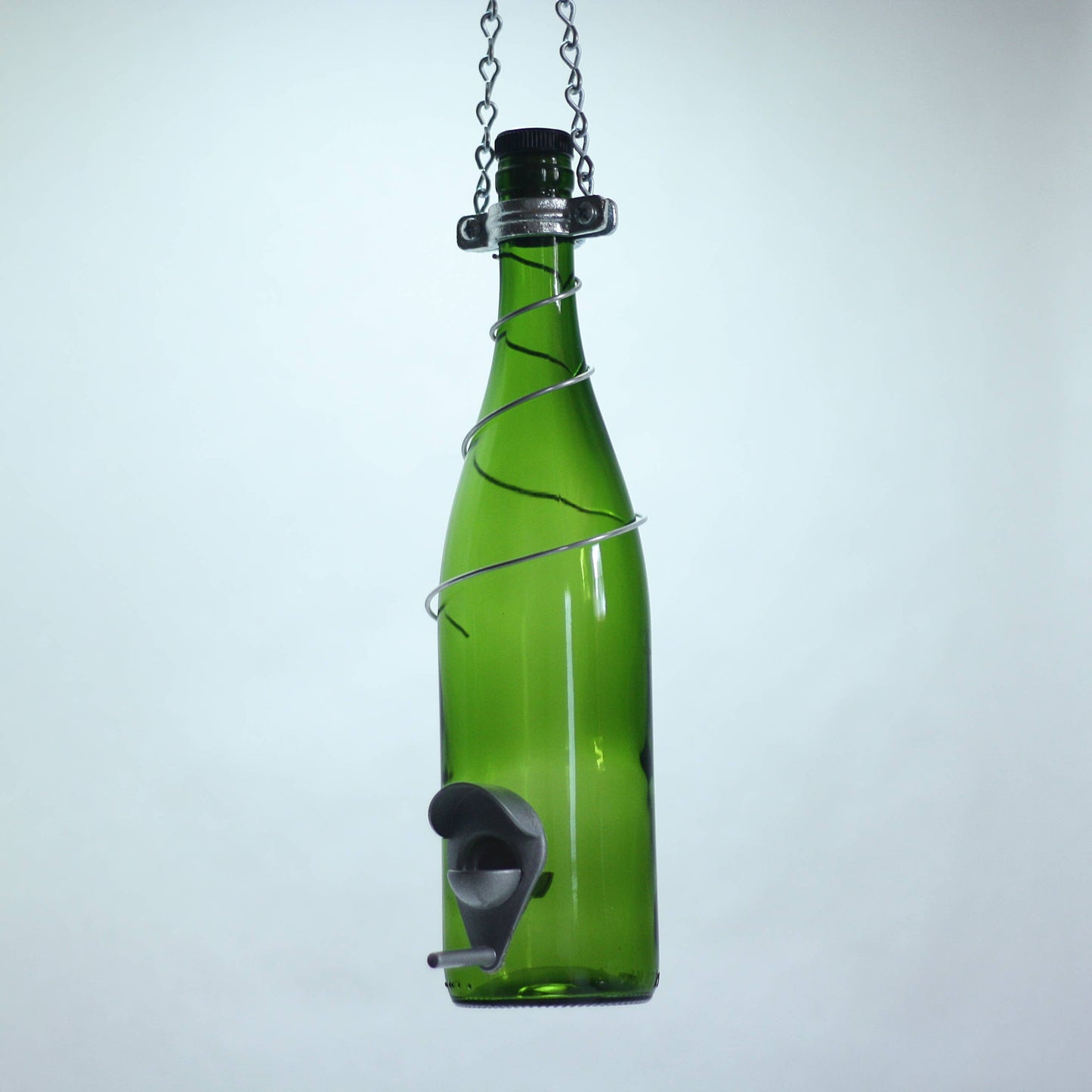 Glass Wine Bottle Bird Feeder