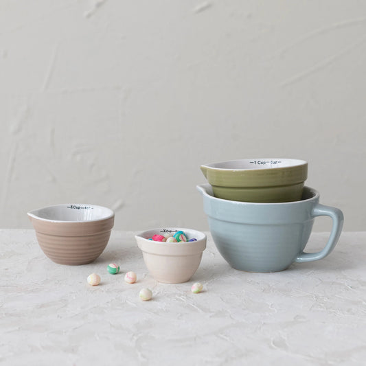 Stoneware Batter Bowl Measuring Cups, Set of 4