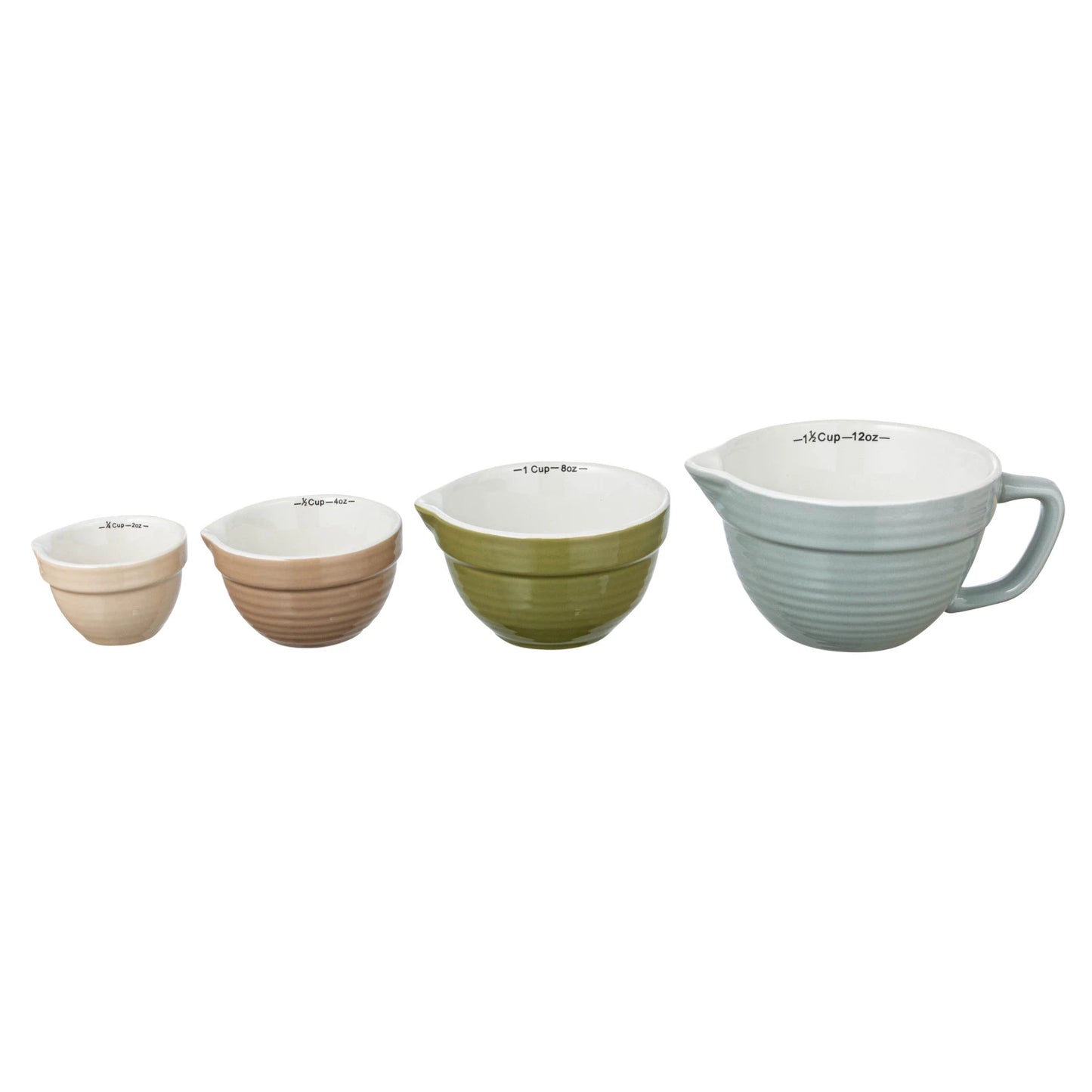 Stoneware Batter Bowl Measuring Cups, Set of 4